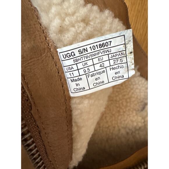 UGG Niels Boot In Water-resistant Chestnut Brien Leather. Size 11 Sherpa Lined - Picture 7 of 9